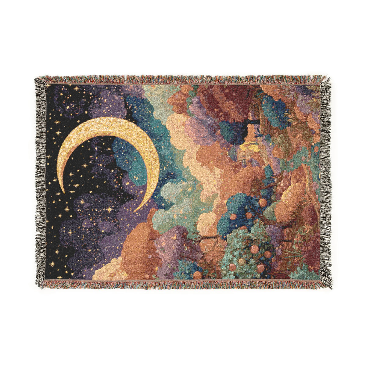 Multicolor Forest Celestial Crescent Moon - PoeticWovens