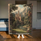 Medieval Castle Landscape Woven Blanket - PoeticWovens