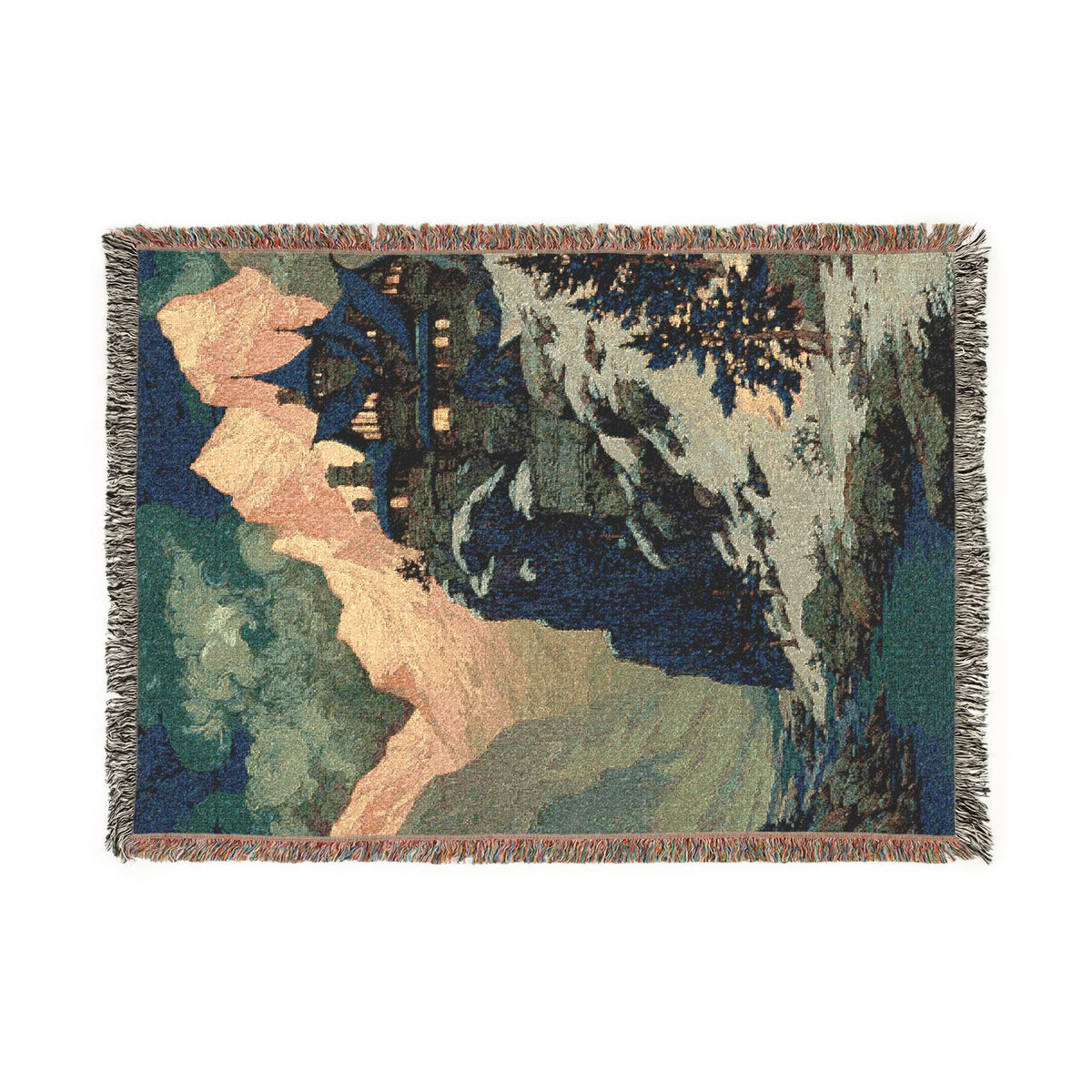 Abstract Mountain Landscape Fantasy Animated Woven Blanket - PoeticWovens