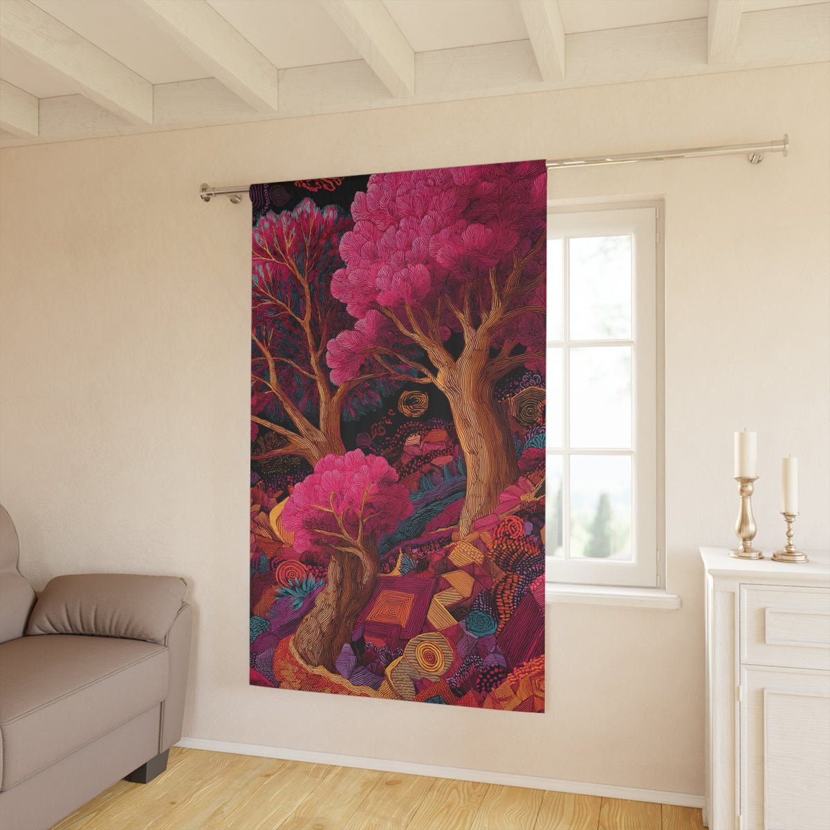 Vibrant Pink Fantasy Single Panel - PoeticWovens