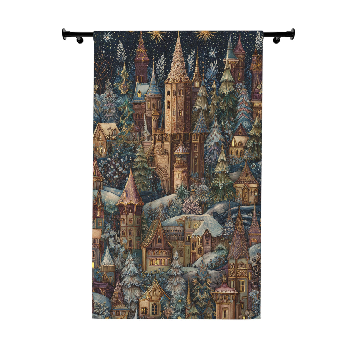 Snowy Village Scene - PoeticWovens