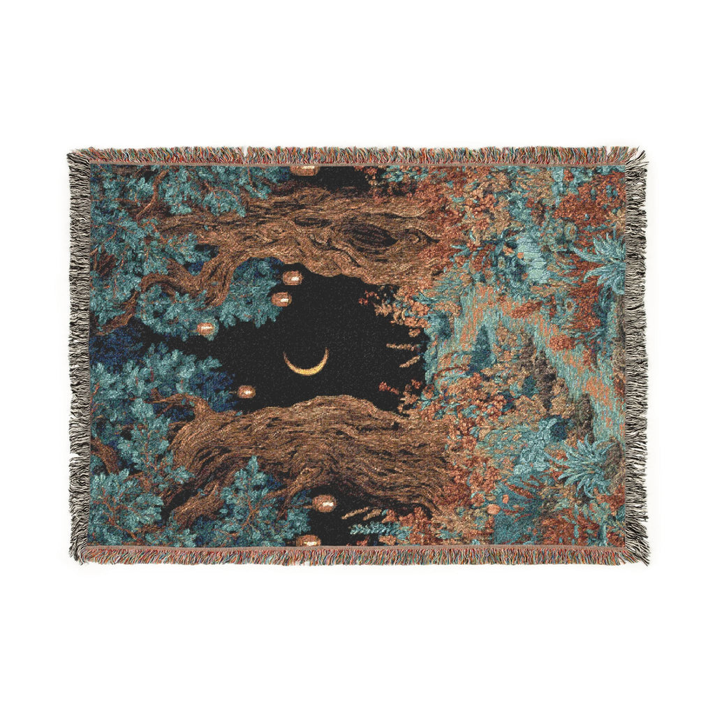 Golden Moon NIght Sky Woven Blanket - PoeticWovens