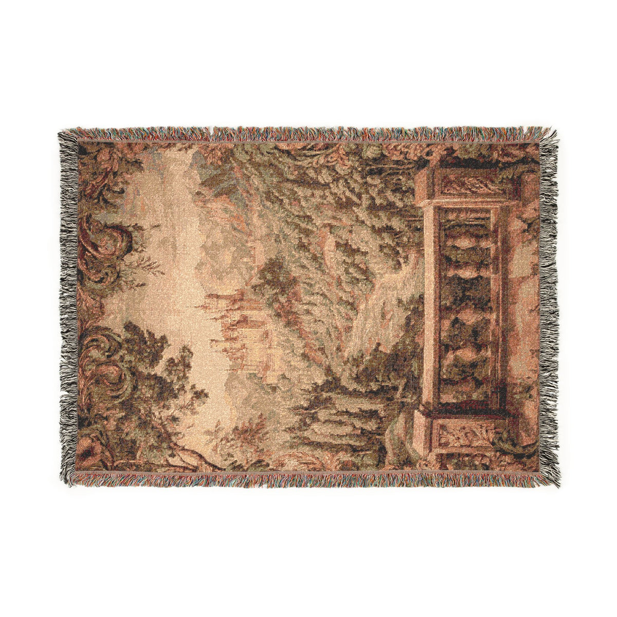 Vintage Mountain Landscape Woven Blanket - PoeticWovens