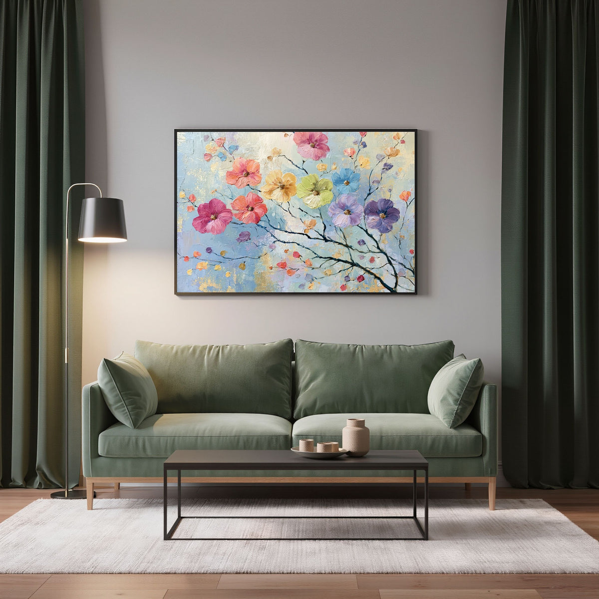 Colorful Floral Painting - PoeticWovens