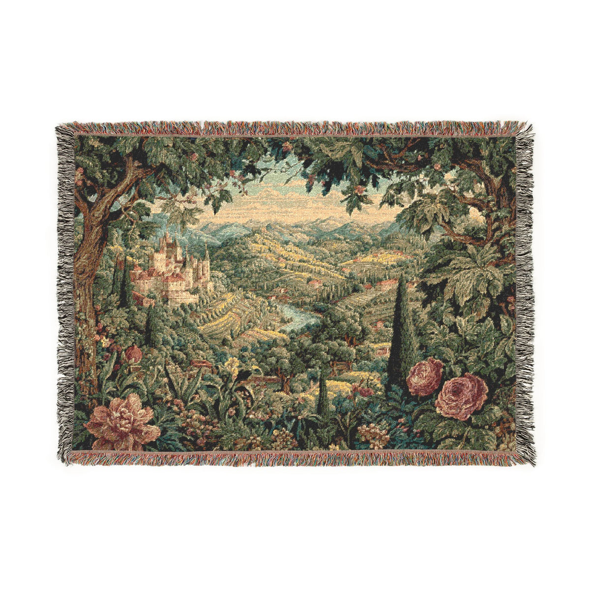 Vintage Greenscape Landscape Woven Blanket - PoeticWovens