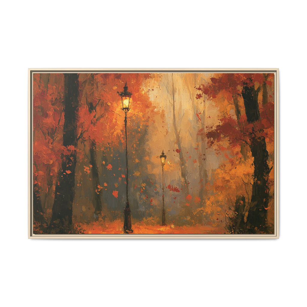 Autumn Streetlamp Painting - PoeticWovens