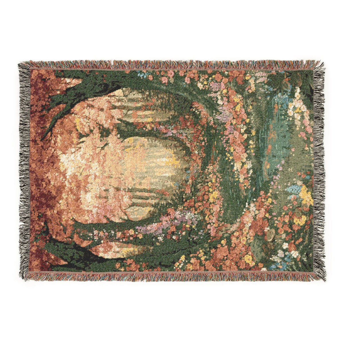 Abstract Forest Autumn Themed Woven Blanket | Tapestry Throw, Nature-Inspired - PoeticWovens