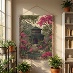 Japanese Garden Pagoda Colorful Woven Blanket - PoeticWovens