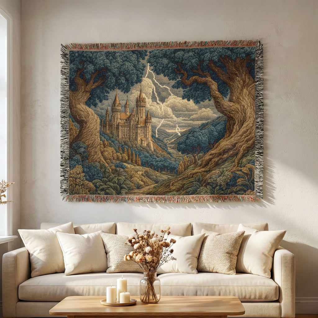 Enchanted Medieval Castle Landscape - PoeticWovens