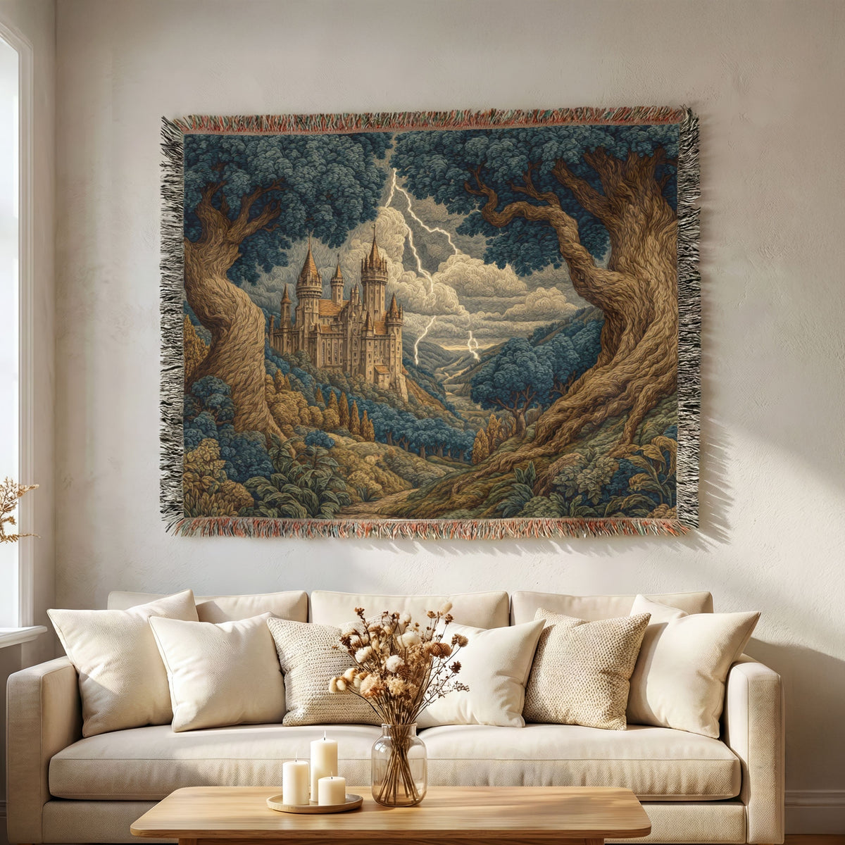 Enchanted Medieval Castle Landscape - PoeticWovens