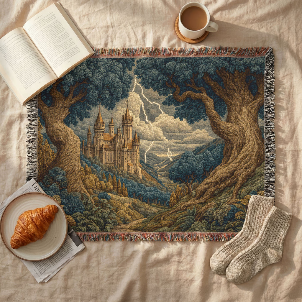 Enchanted Medieval Castle Landscape - PoeticWovens