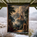 Classical Vintage Castle Cloudy Sky Woven Blanket - PoeticWovens