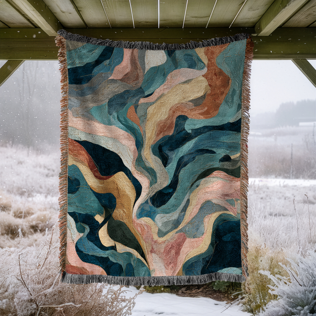 Abstract Marble Swirl Woven Blanket - PoeticWovens