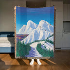 Mountain Ski Range Landscape Woven Blanket - PoeticWovens