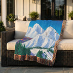 Mountain Ski Range Landscape Woven Blanket - PoeticWovens