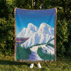 Mountain Ski Range Landscape Woven Blanket - PoeticWovens