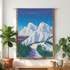 Mountain Ski Range Landscape Woven Blanket - PoeticWovens