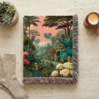 Tropical Floral Landscape Woven Blanket - PoeticWovens