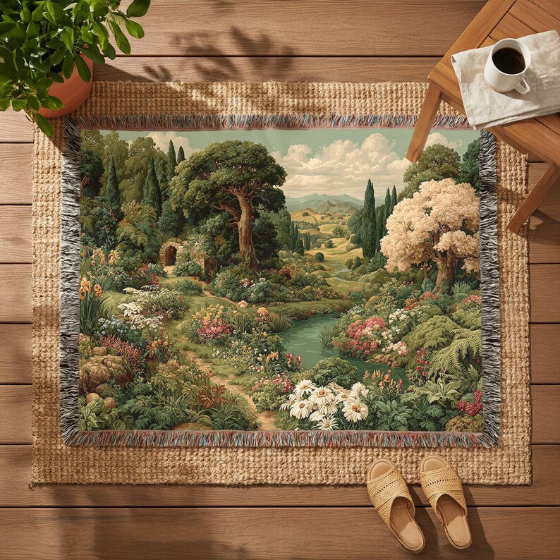Countryside Garden Landscape - PoeticWovens