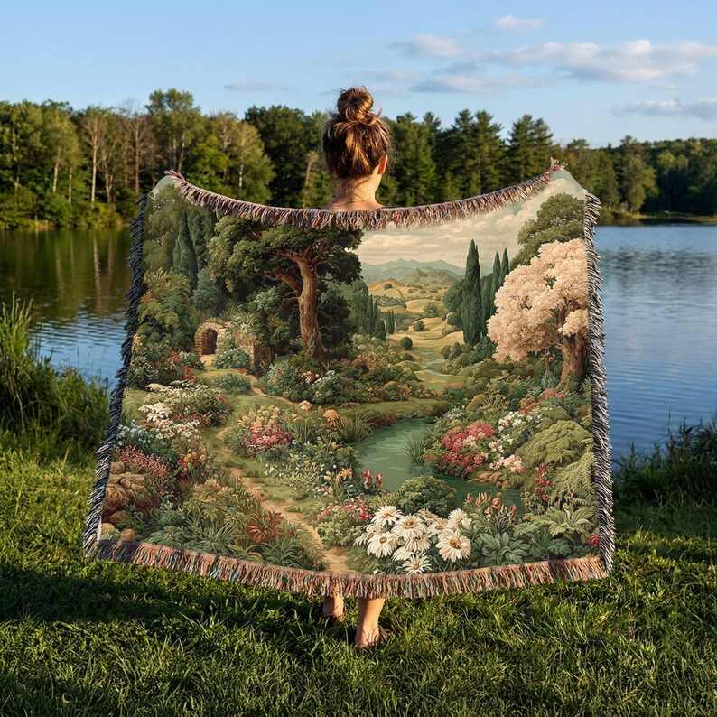 Countryside Garden Landscape - PoeticWovens