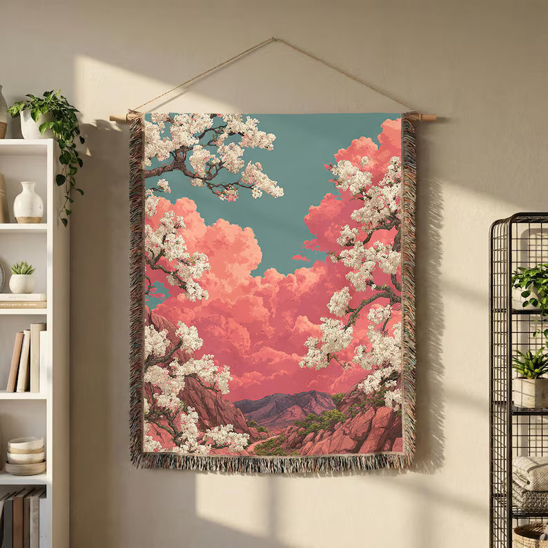 Floral Tapestry Woven Blanket - PoeticWovens