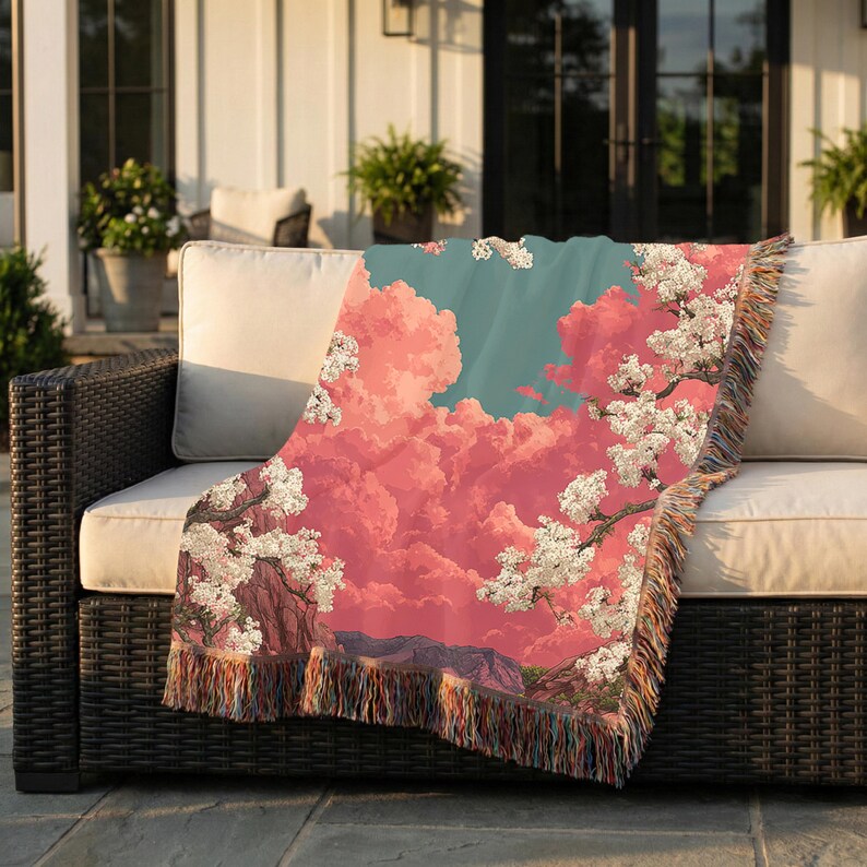 Floral Tapestry Woven Blanket - PoeticWovens