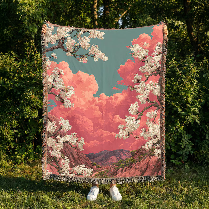 Floral Tapestry Woven Blanket - PoeticWovens