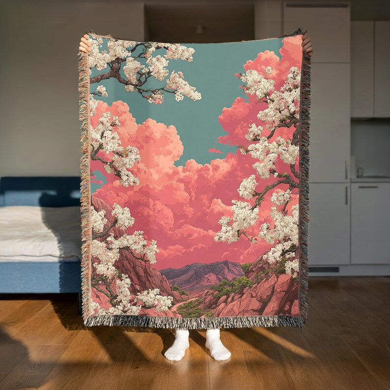 Floral Tapestry Woven Blanket - PoeticWovens