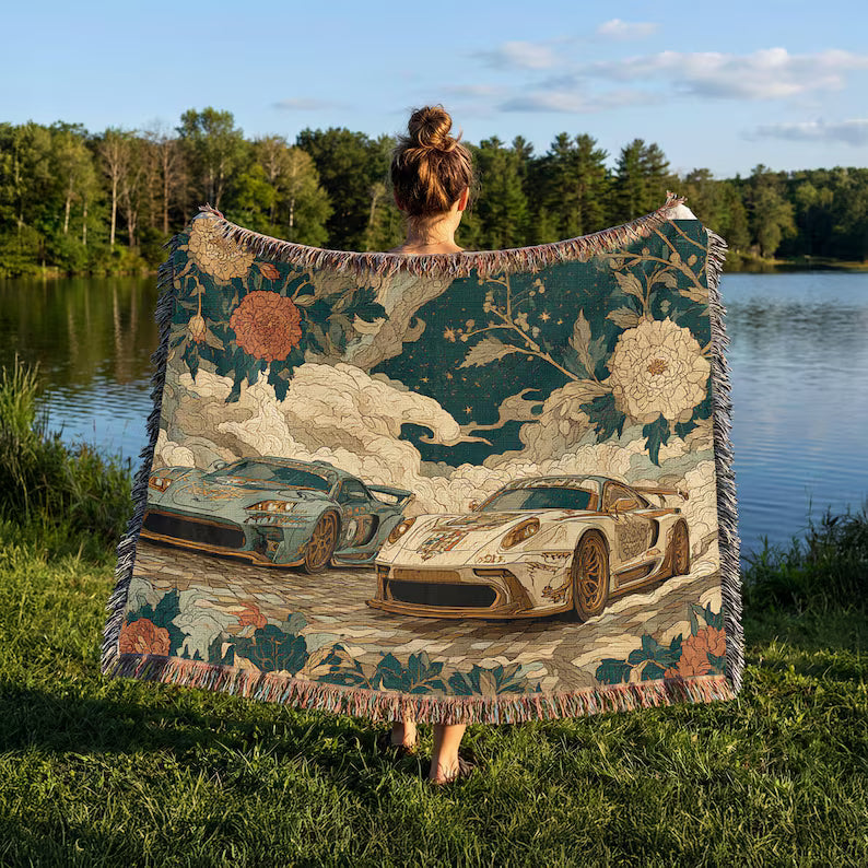 Retro Racing Cars Woven Blanket - PoeticWovens