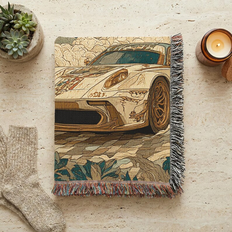 Retro Racing Cars Woven Blanket - PoeticWovens