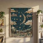 Celestial Woven Blanket, Blue Tapestry fro Living Room and Home Decor, Woven Tapaestry 