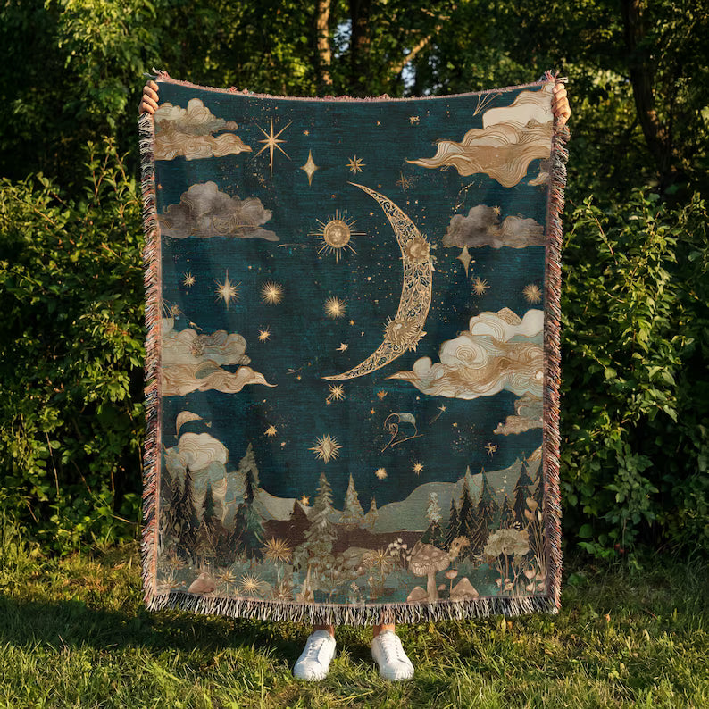 Celestial Moon and Stars - PoeticWovens