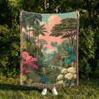 Tropical Floral Landscape Woven Blanket - PoeticWovens