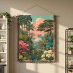 Tropical Floral Landscape Woven Blanket - PoeticWovens