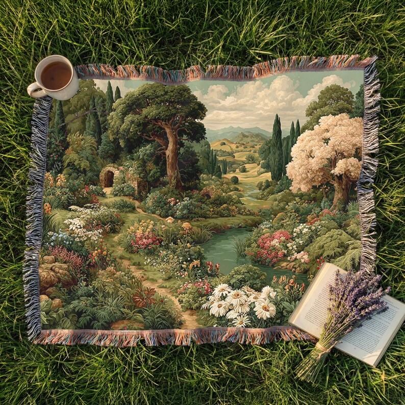 Countryside Garden Landscape - PoeticWovens
