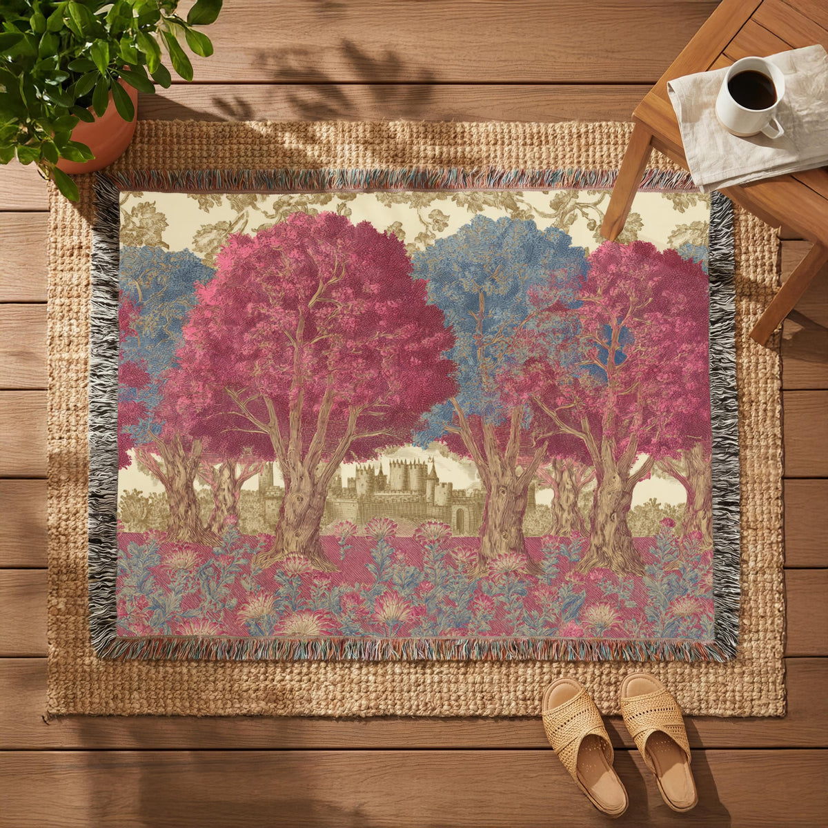 Vintage Autumn Trees Woven Blanket - PoeticWovens