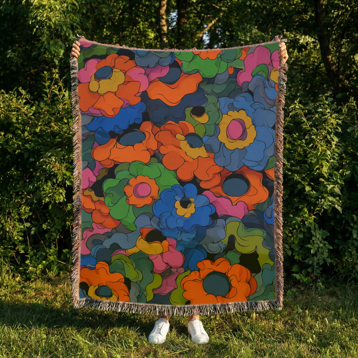 Abstract Floral Pattern Retro Vintage Styled Woven Blanket Wall art home decor tapestry Dorm room decor
