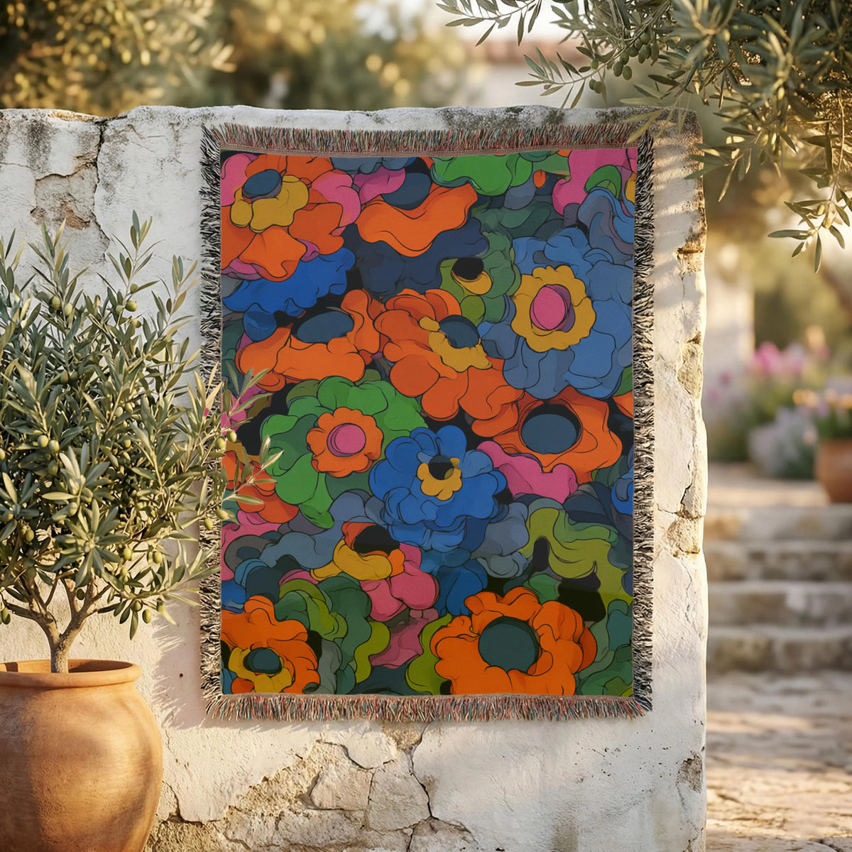 Abstract Floral Pattern Retro Vintage Styled - PoeticWovens