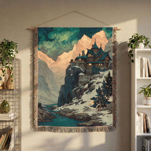 Abstract Mountain Landscape Fantasy Animated Woven Blanket