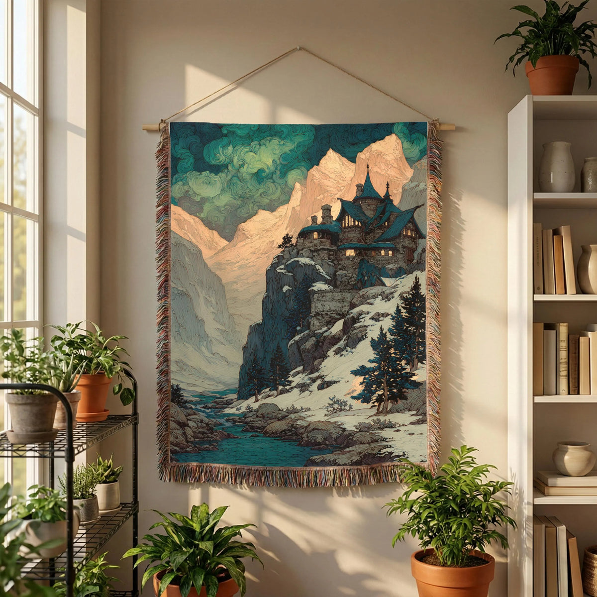 Abstract Mountain Landscape Fantasy Animated Woven Blanket - PoeticWovens