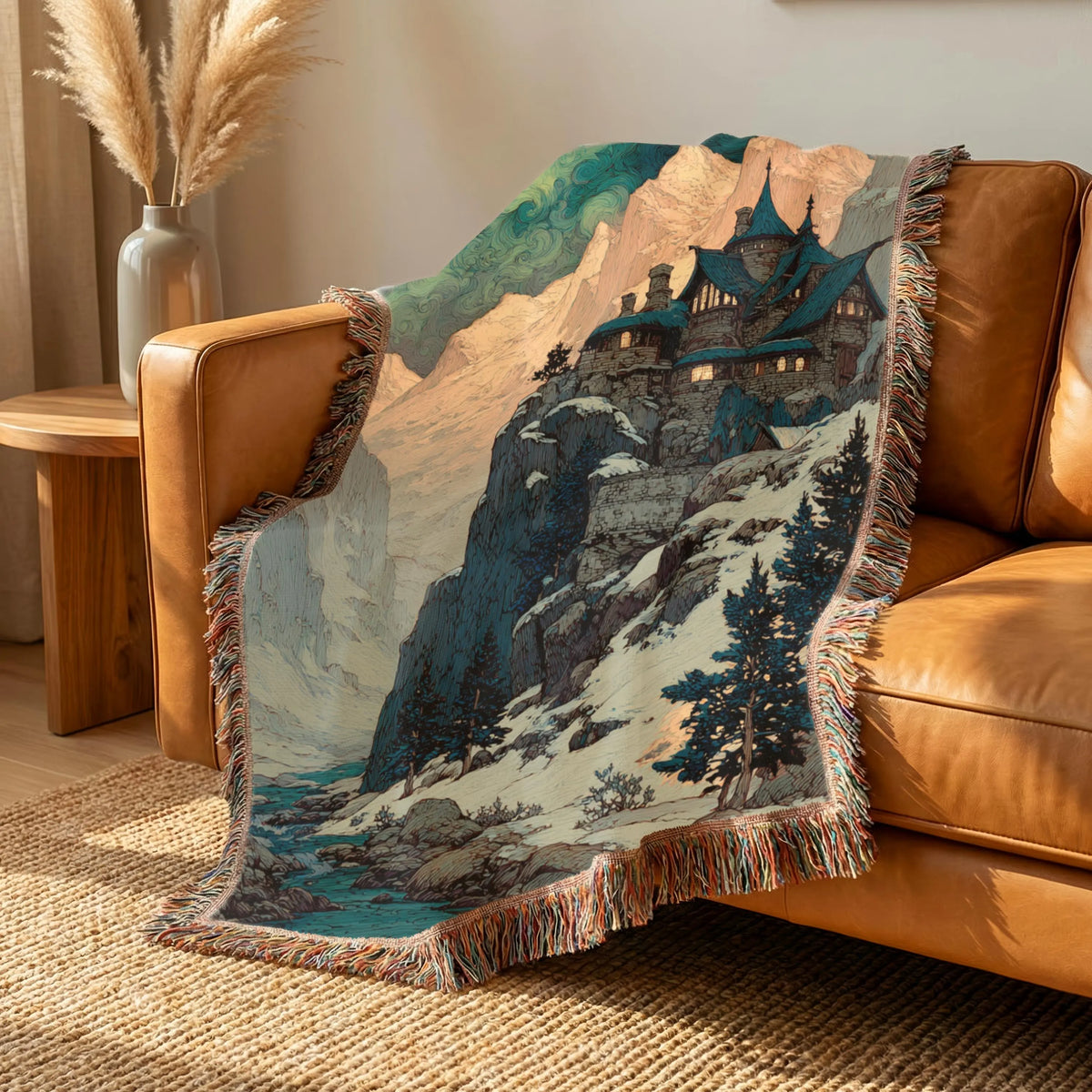Abstract Mountain Landscape Fantasy Animated Woven Blanket - PoeticWovens