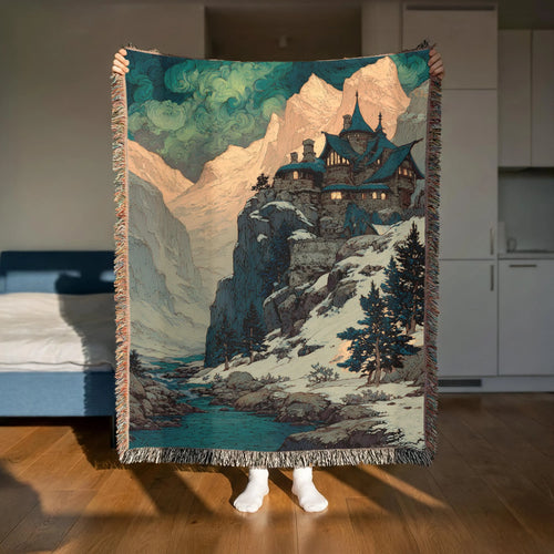 Abstract Mountain Landscape Fantasy Animated Woven Blanket - PoeticWovens
