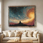 Night Sky Swirl Abstracto Woven Blanket Landscape large wall art