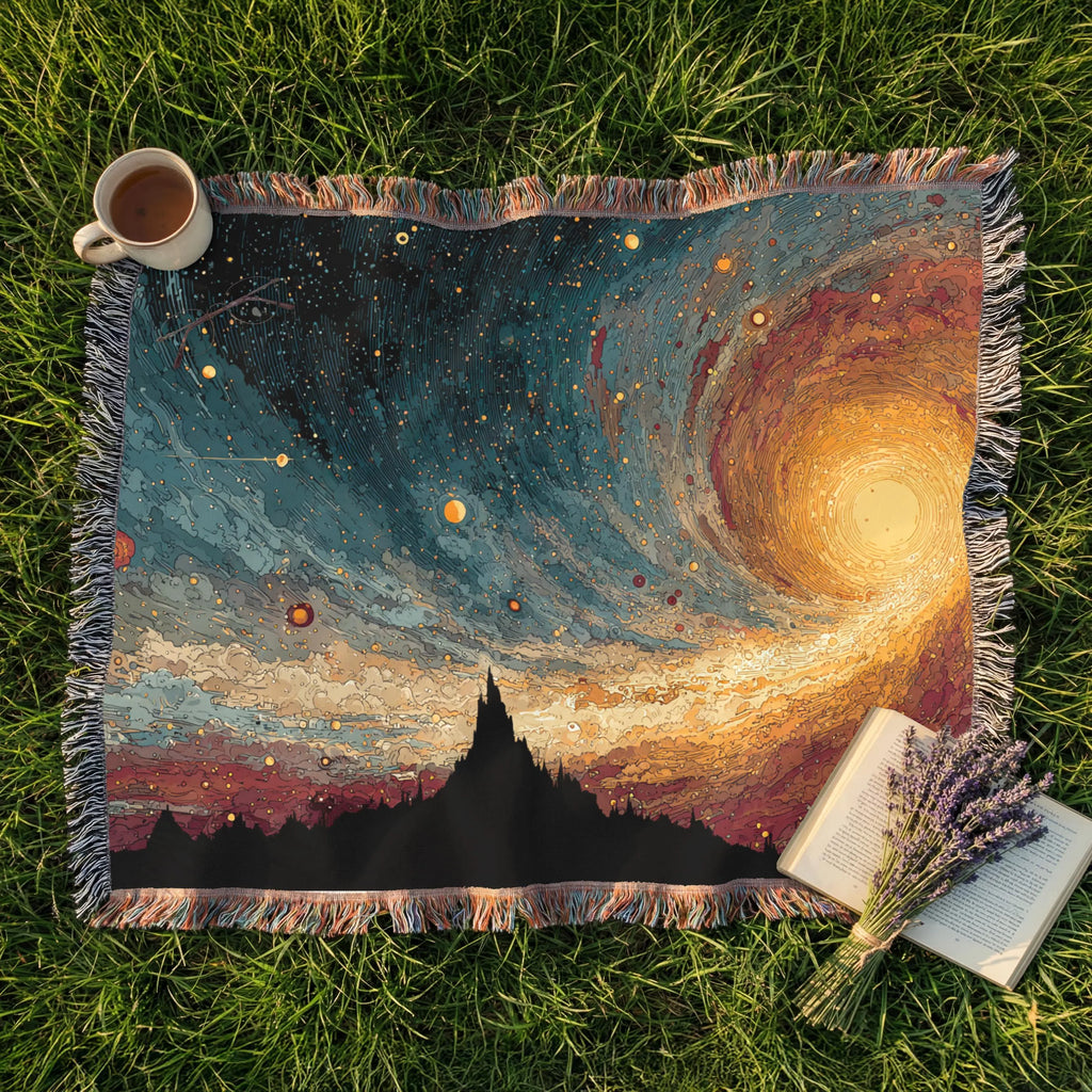Night Sky Swirl Abstracto Woven Blanket - PoeticWovens