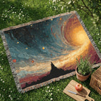 Night Sky Swirl Abstracto Woven Blanket - PoeticWovens