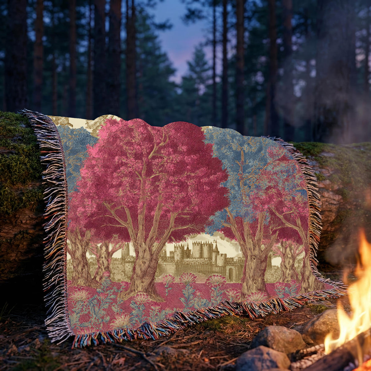 Vintage Autumn Trees Woven Blanket - PoeticWovens