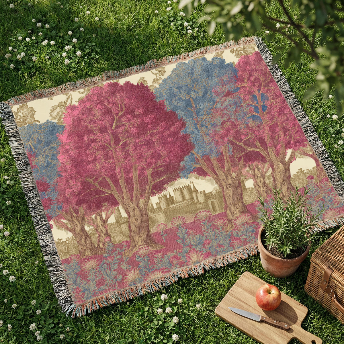 Vintage Autumn Trees Woven Blanket - PoeticWovens