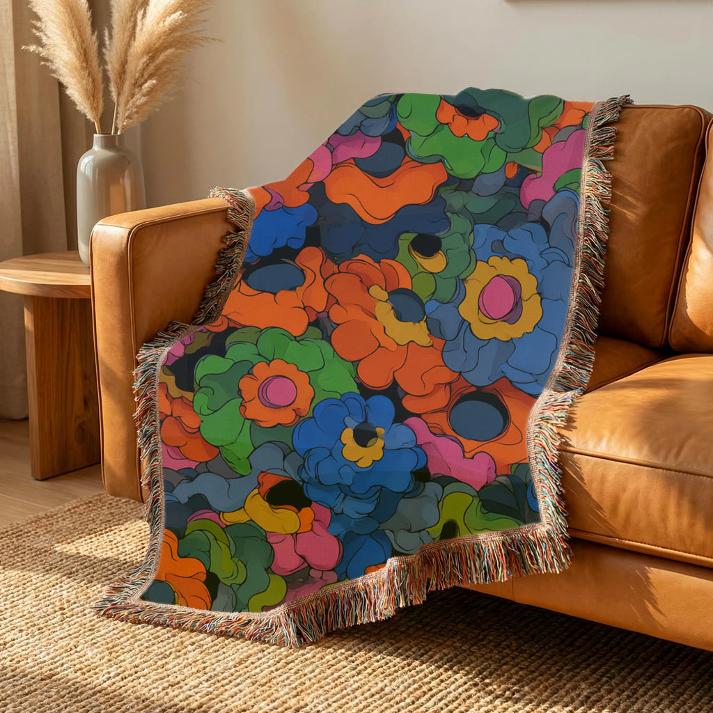 Abstract Floral Pattern Retro Vintage Styled - PoeticWovens