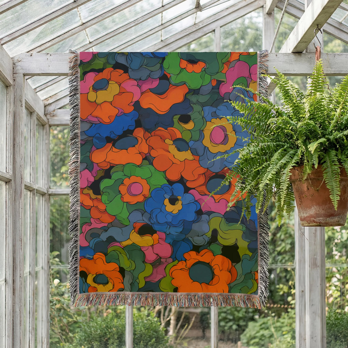 Abstract Floral Pattern Retro Vintage Styled - PoeticWovens
