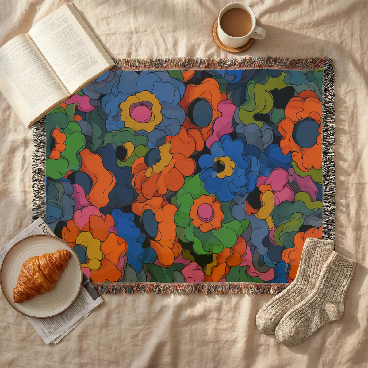 Abstract Floral Pattern Retro Vintage Styled - PoeticWovens